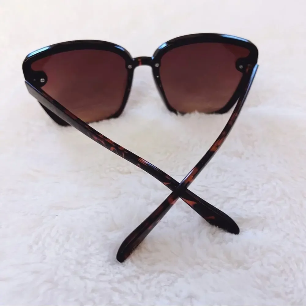 Giselle Black & Brown Oversized Cat Eye Sunglasses